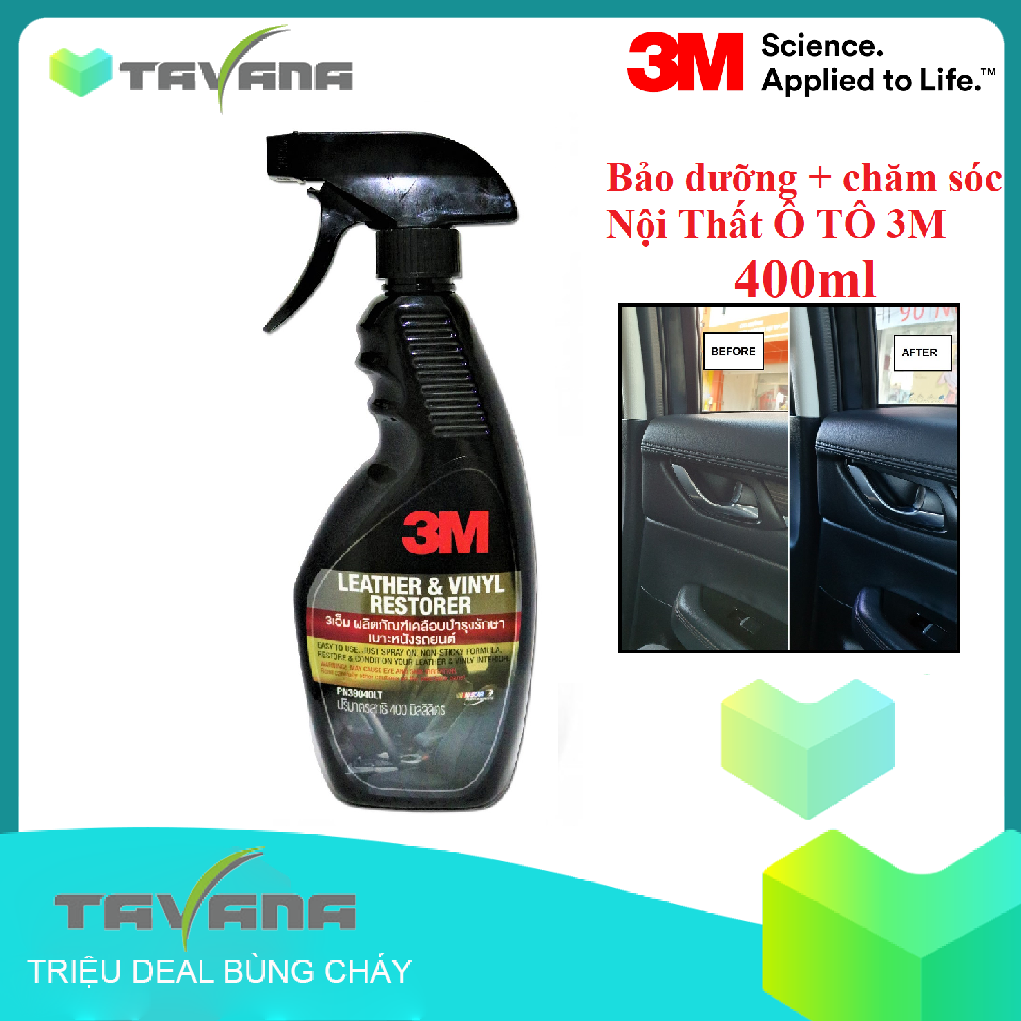 CHAI XỊT CHĂM SÓC VÀ BẢO DƯỠNG NỘI THẤT Ô TÔ 3M 39040LT (HÀNG THÁI LAN)